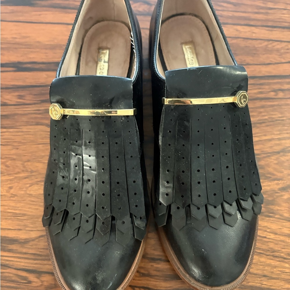 Louise et Cie Black Loafers with Gold Accent